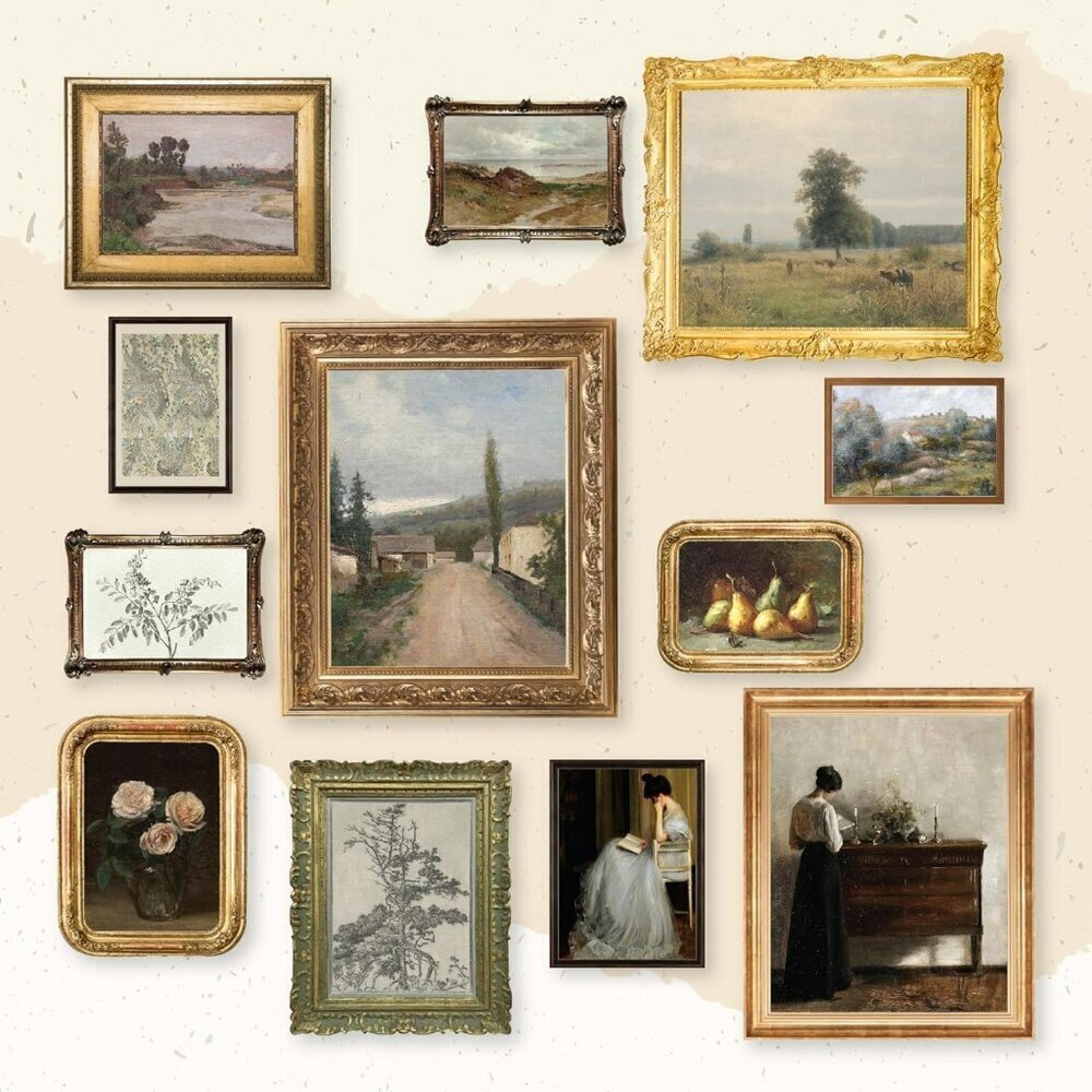 Antique French Wall Art Prints Set Farmhouse Decor
